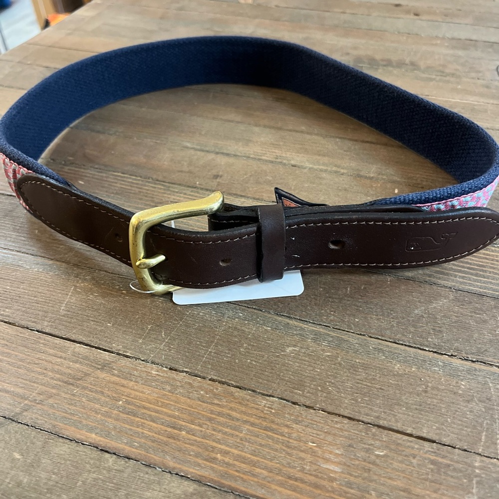Vineyard Vines Boys Classic Whale Canvas Club Belt Size 30 Blue Made In USA